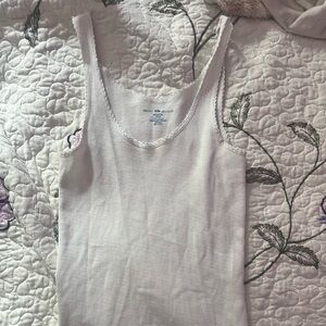 Brandy White tank top with lace detailing